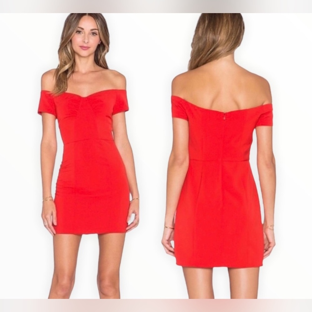 NBD X Revolve Red Rosie Off the Shoulder Dress Size Small